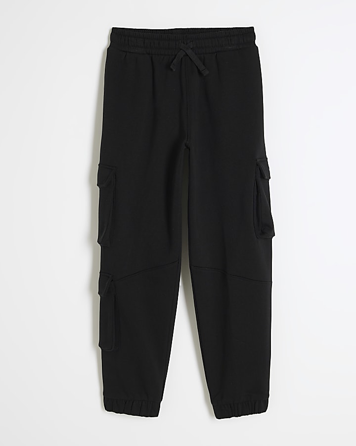 Boys Black Cargo Joggers