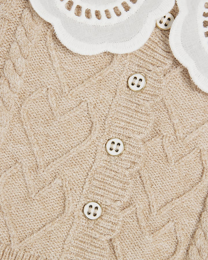 Baby Girls Beige Knitted Bloomer Set