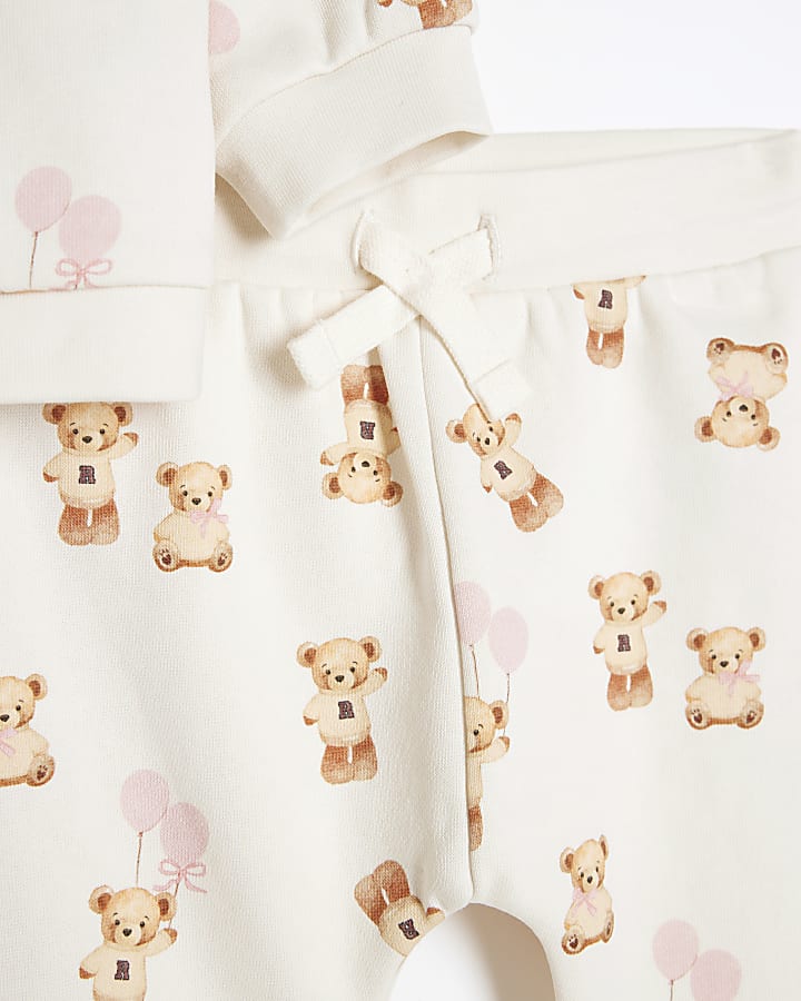 Baby Girls Cream Bear Balloon Sweatshirt Set