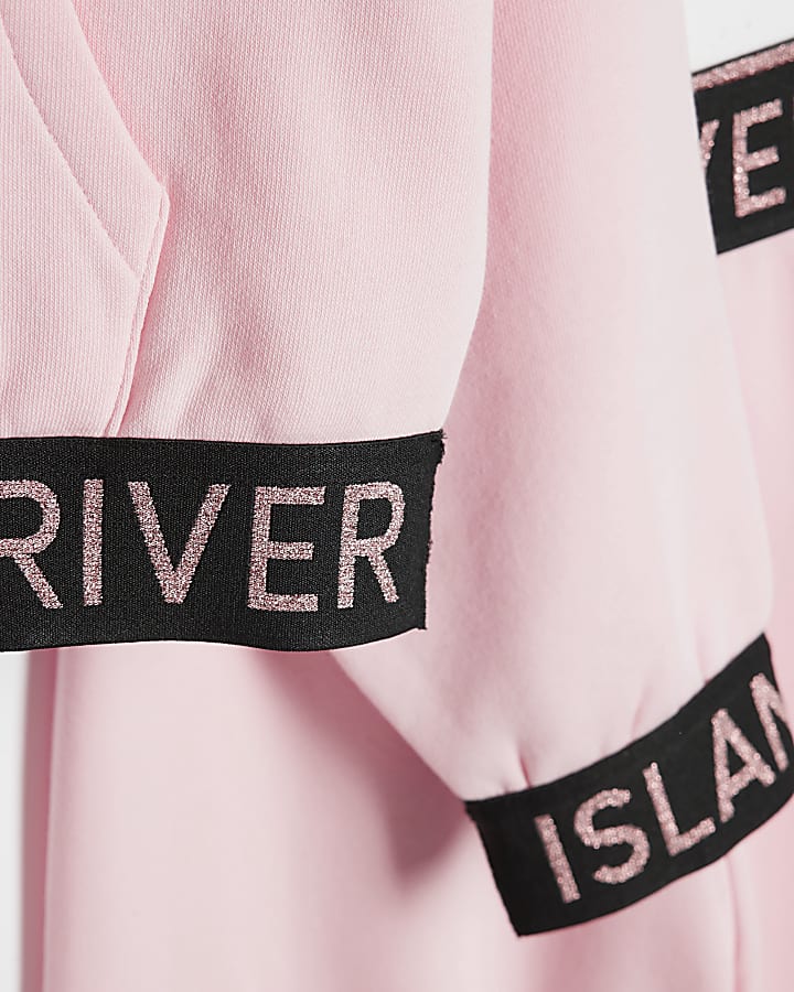 Girls Pink Glitter RI Hoodie And Joggers Set
