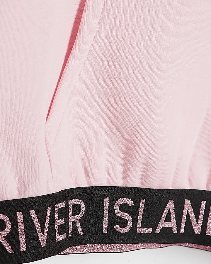 Girls Pink Glitter RI Hoodie And Joggers Set