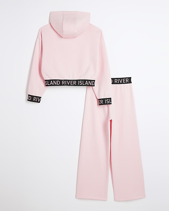 Girls Pink Glitter RI Hoodie And Joggers Set