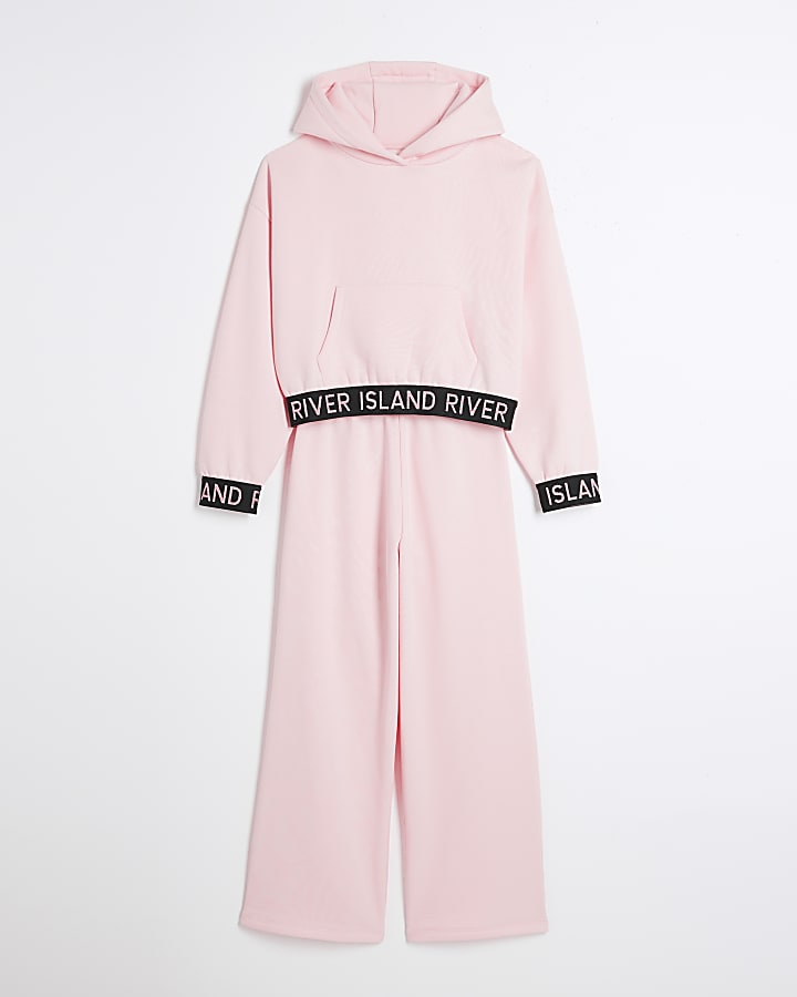 Girls Pink Glitter RI Hoodie And Joggers Set