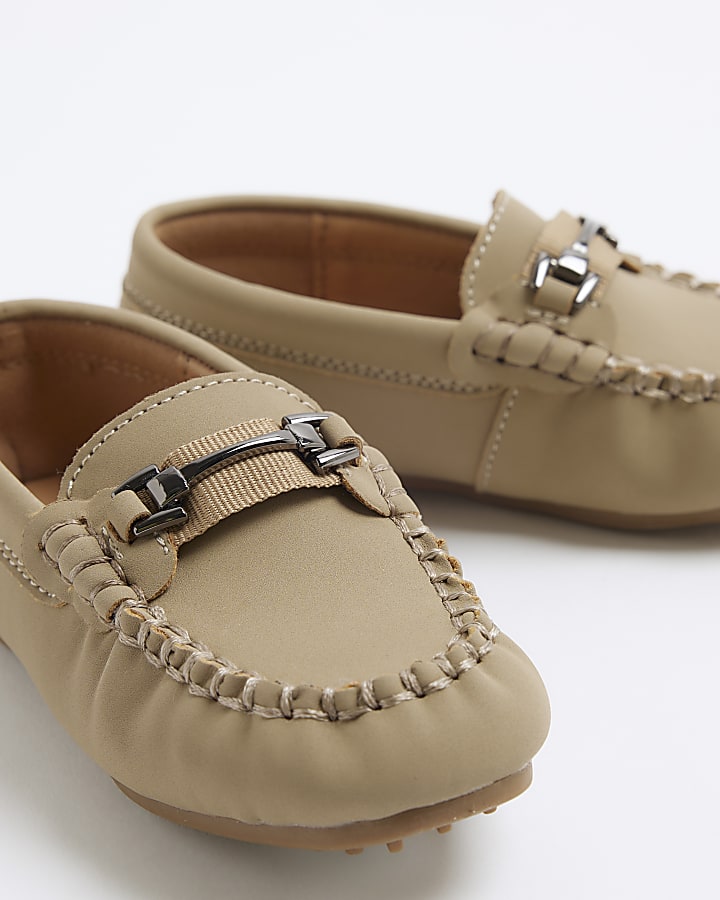 Mini Boys Beige Faux Leather Loafers