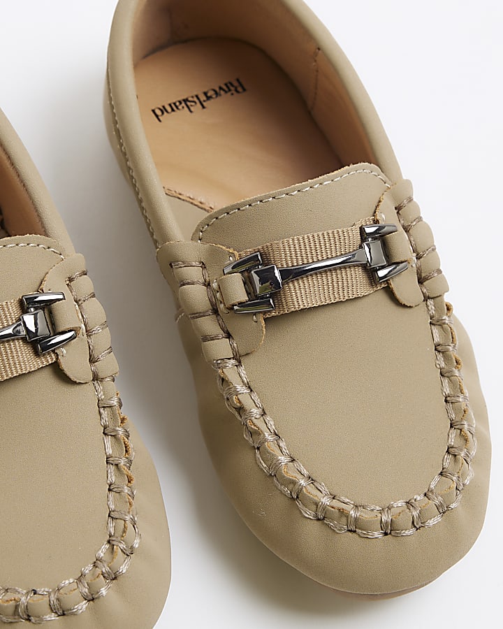 Mini Boys Beige Faux Leather Loafers