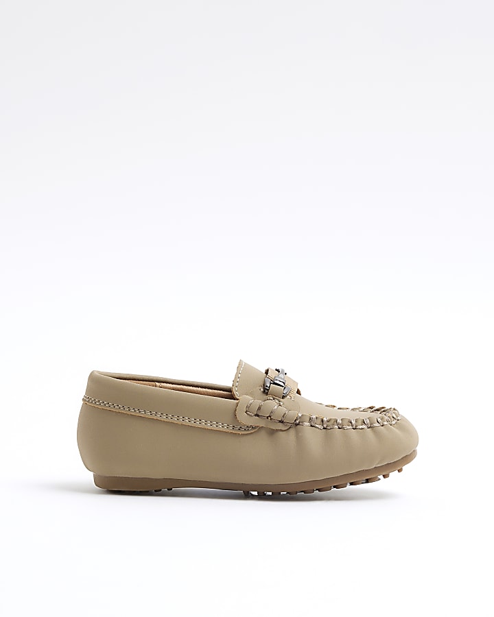 Mini Boys Stone Faux Leather Loafers River Island