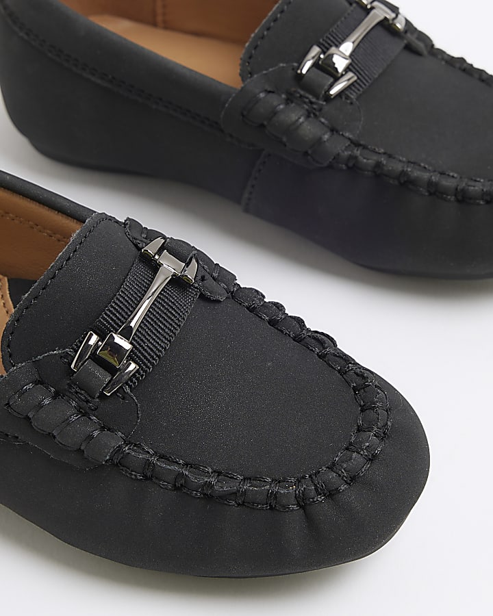 Mini Boys Black Faux Leather Loafers