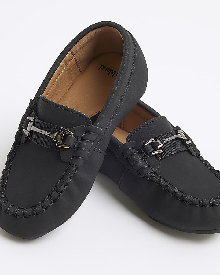 Mini Boys Black Faux Leather Loafers