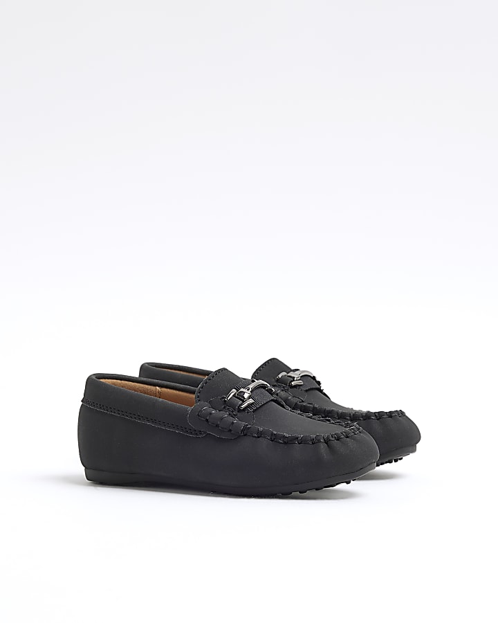 Mini Boys Black Faux Leather Loafers