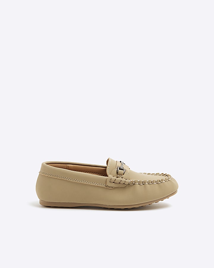 Boys Stone Faux Leather Loafers