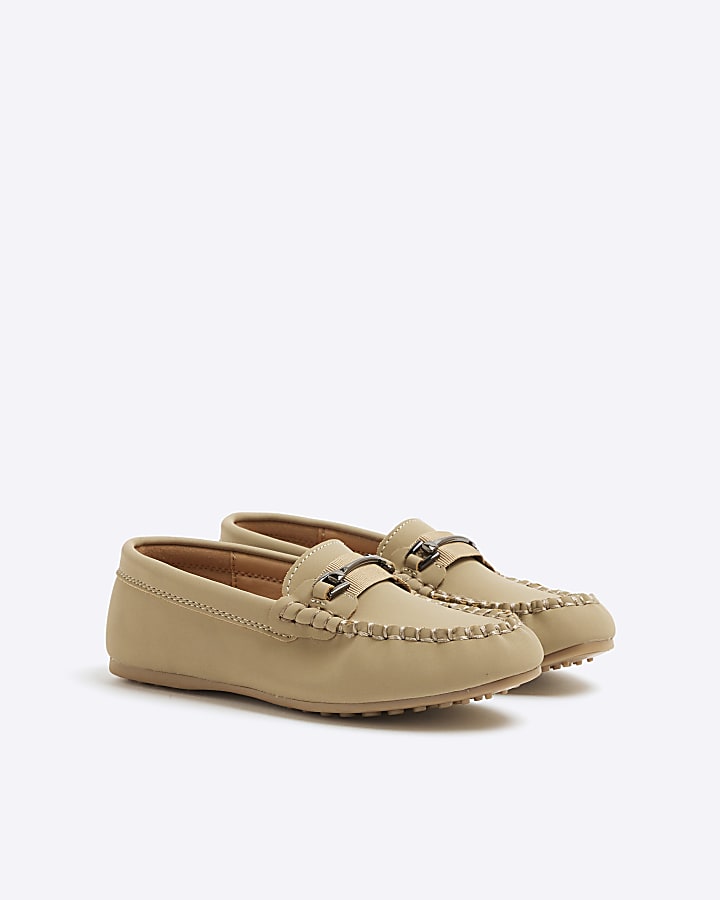 Boys Stone Faux Leather Loafers