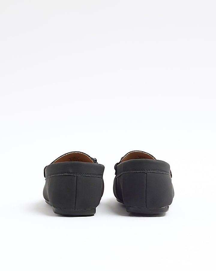 Boys Black Faux Leather Loafers