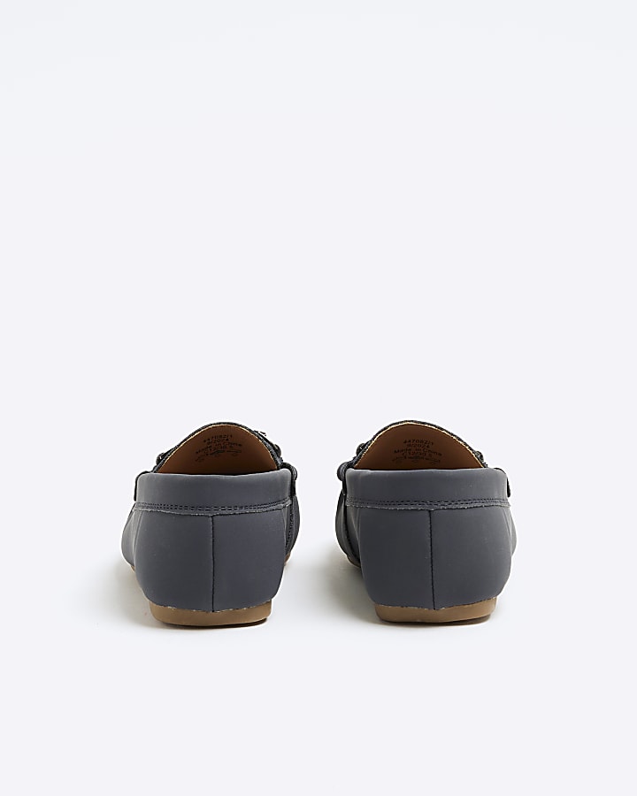 Boys Navy Faux Leather Loafers