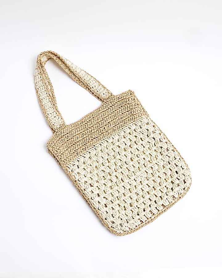 Girls Beige RI Raffia Shopper Bag