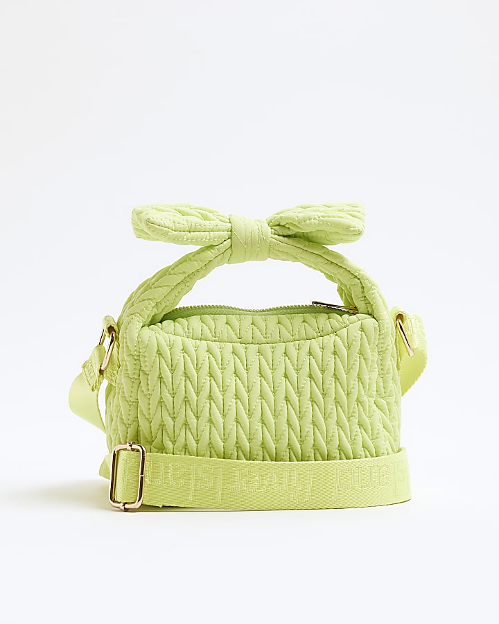 Girls Green Weave Nylon Grab Bag