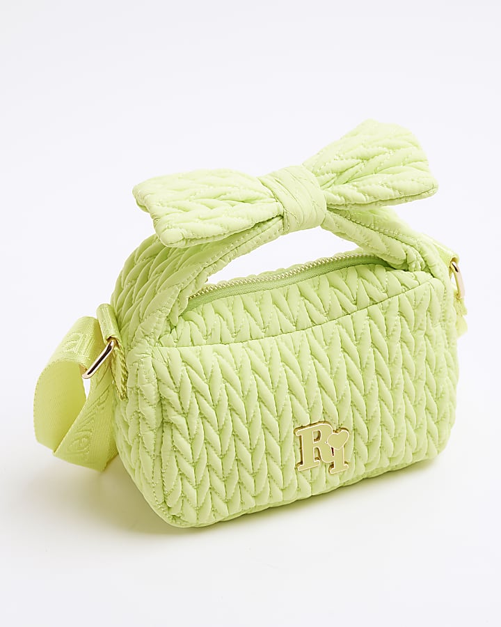 Girls Green Weave Nylon Grab Bag