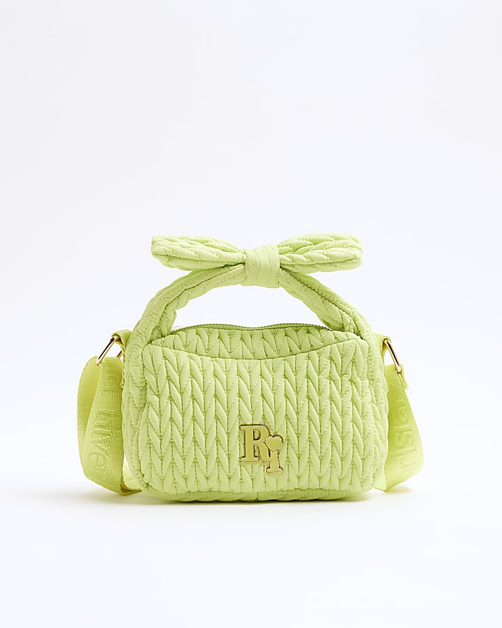 Girls Green Weave Nylon Grab Bag