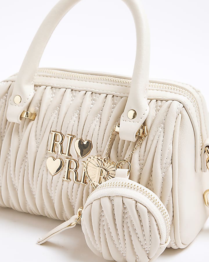 Girls Cream Ruched Cross Body Bag