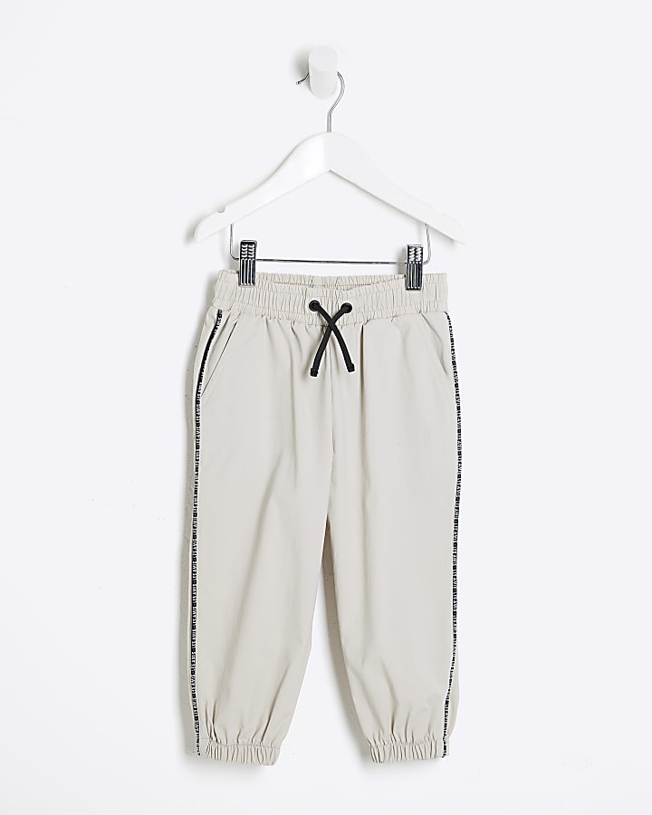 Mini Boys Grey Piped Joggers