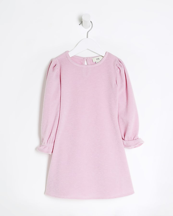 Mini Girls Pink Long Sleeve Skater Dress