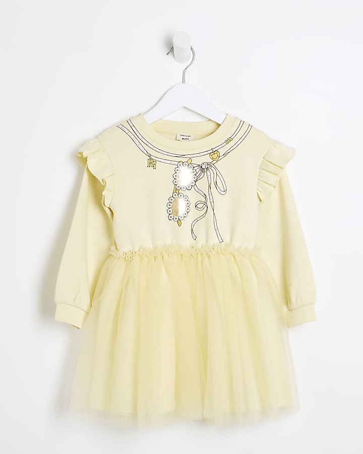 Mini Girls Yellow Tutu Necklace Dress