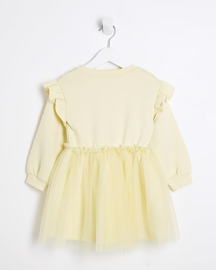 Mini Girls Yellow Tutu Necklace Dress