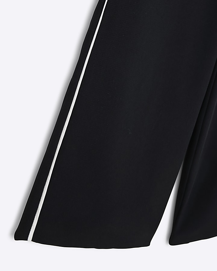 Girls Black Side Piping Trousers