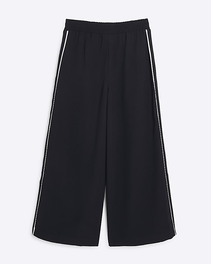 Girls Black Side Piping Trousers