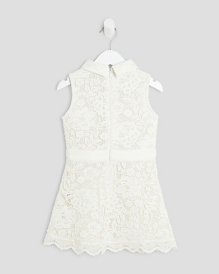 Mini Girls White Lace Collar Shirt Dress