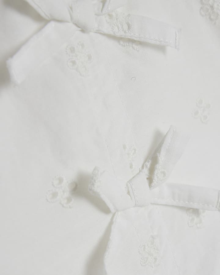 Mini Girls White Broderie Blouse Set