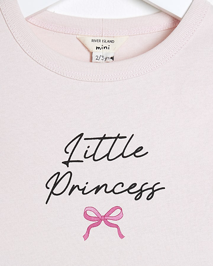 Mini Girls Pink Little Princess T-Shirt Set