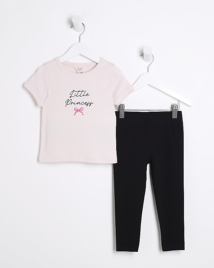 Mini Girls Pink Little Princess T-Shirt Set