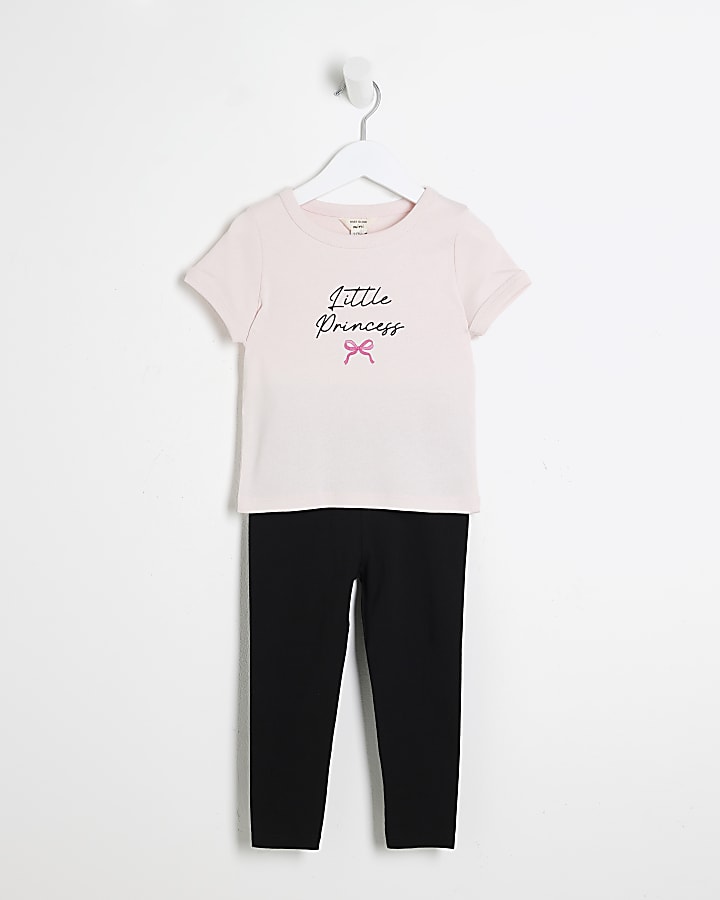 Mini Girls Pink Little Princess T-Shirt Set