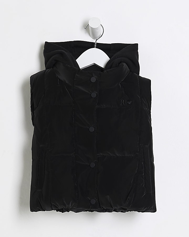 Mini Girls Black Nylon 2 In 1 Gilet