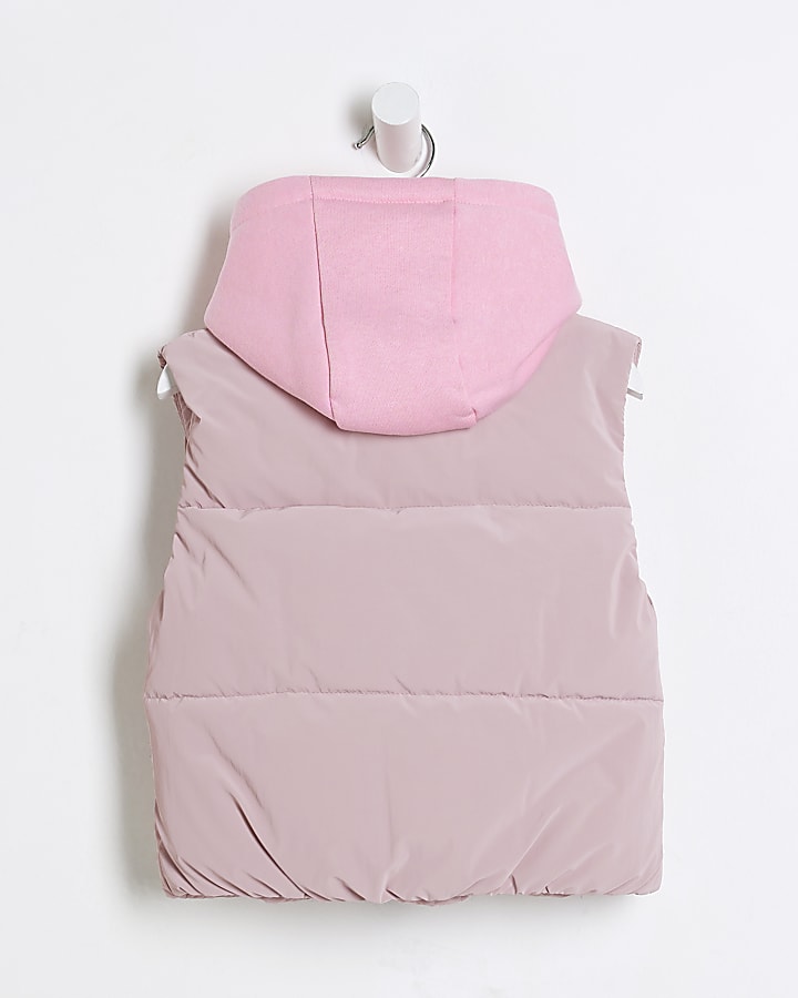 Mini Girls Pink Nylon 2 In 1 Gilet