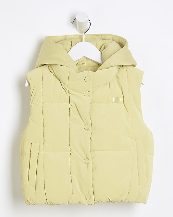 Mini Girls Yellow Nylon 2 In 1 Gilet