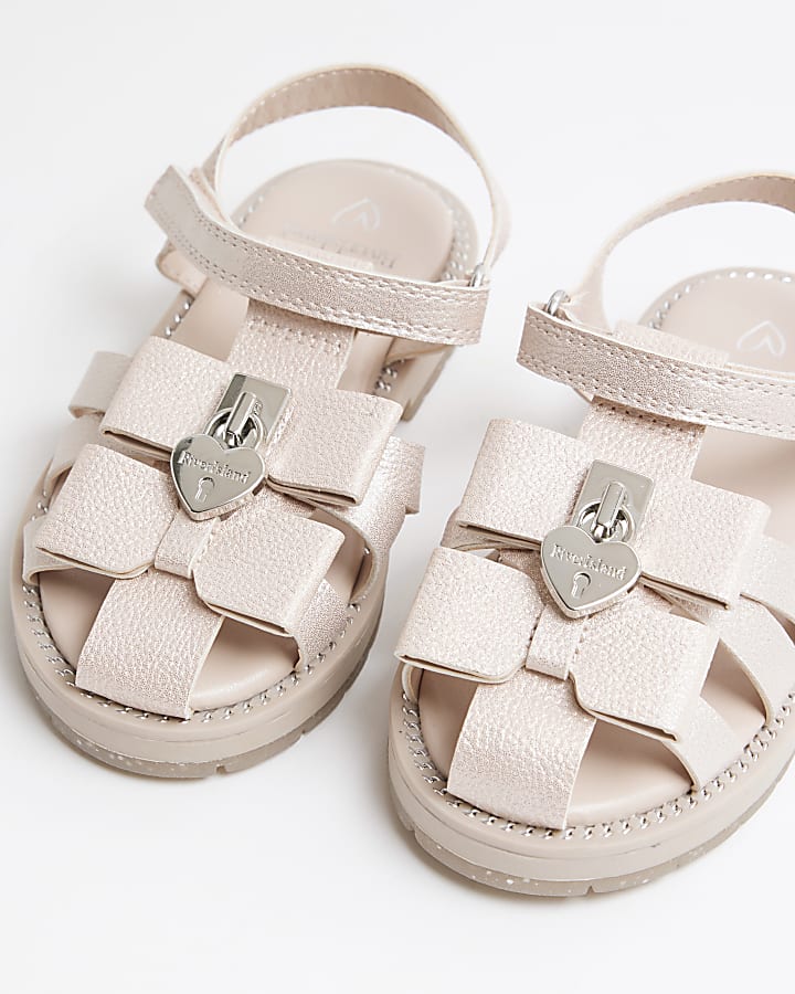 Mini Girls Pink Bow Sandals