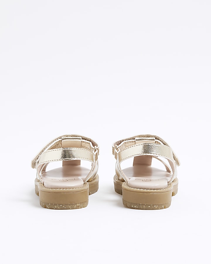 Mini Girls Gold Bow Sandals