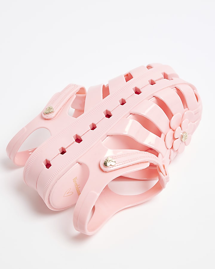 Mini Girls Pink Floral Jelly Sandals