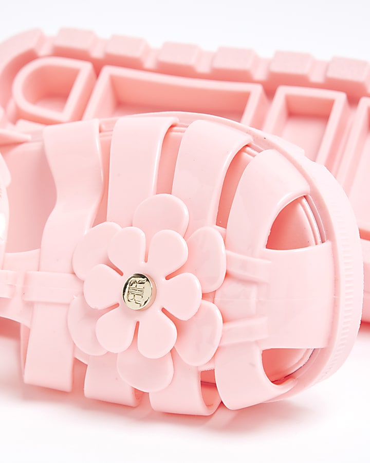 Mini Girls Pink Floral Jelly Sandals