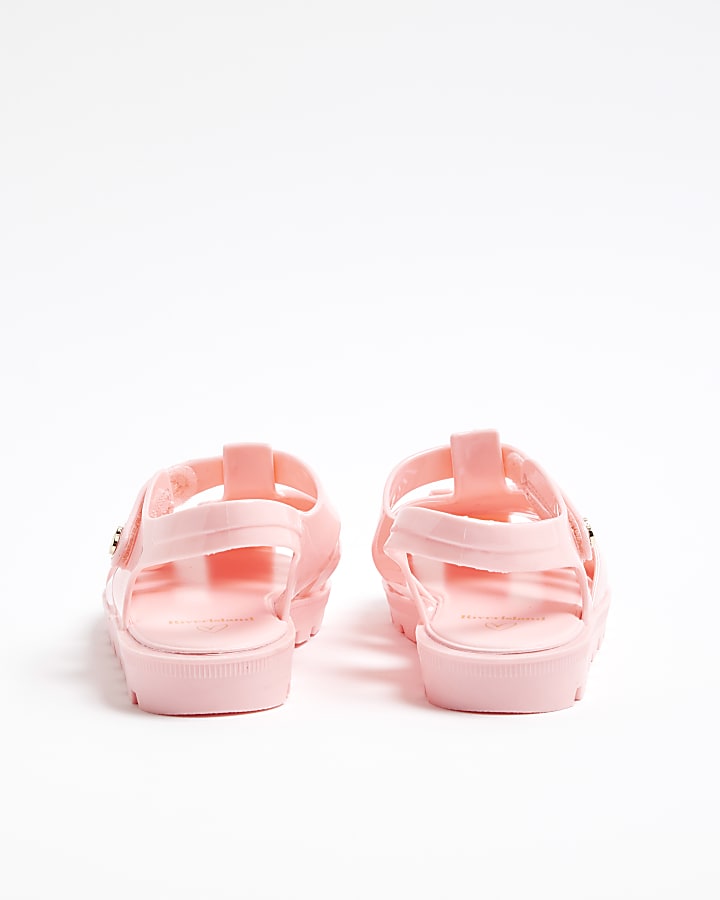 Mini Girls Pink Floral Jelly Sandals