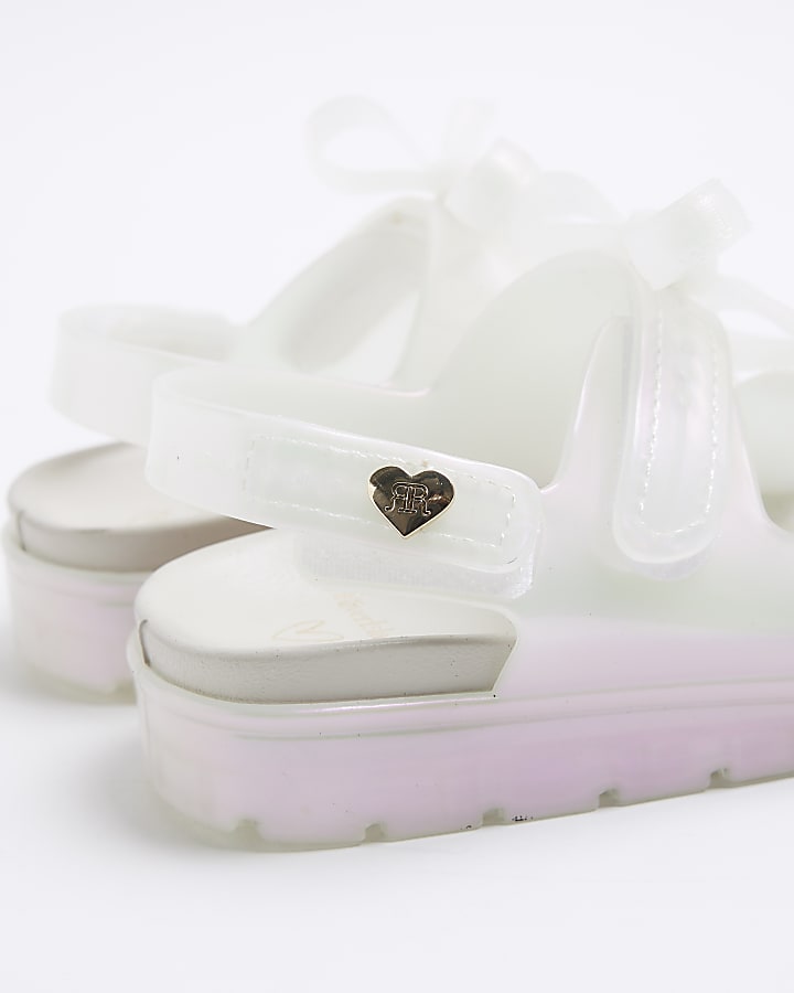 Mini Girls White Bow Jelly Sandals