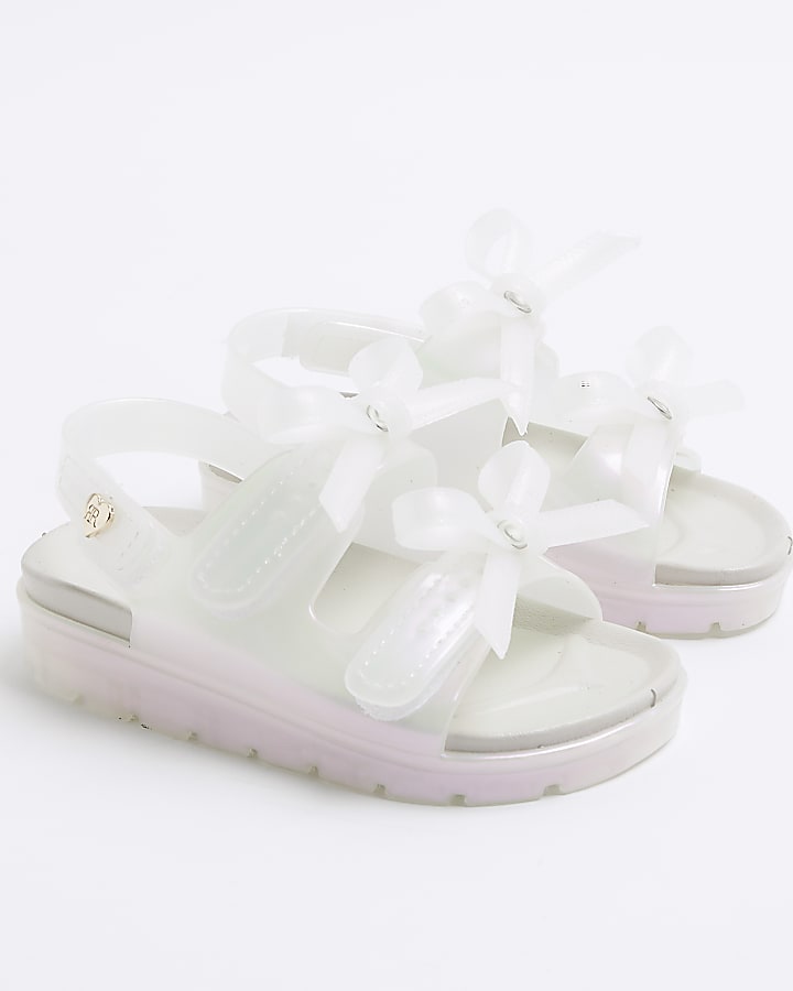 Mini Girls White Bow Jelly Sandals