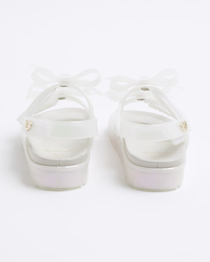 Mini Girls White Bow Jelly Sandals