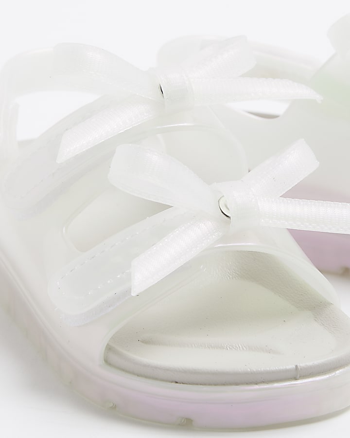 Mini Girls White Bow Jelly Sandals