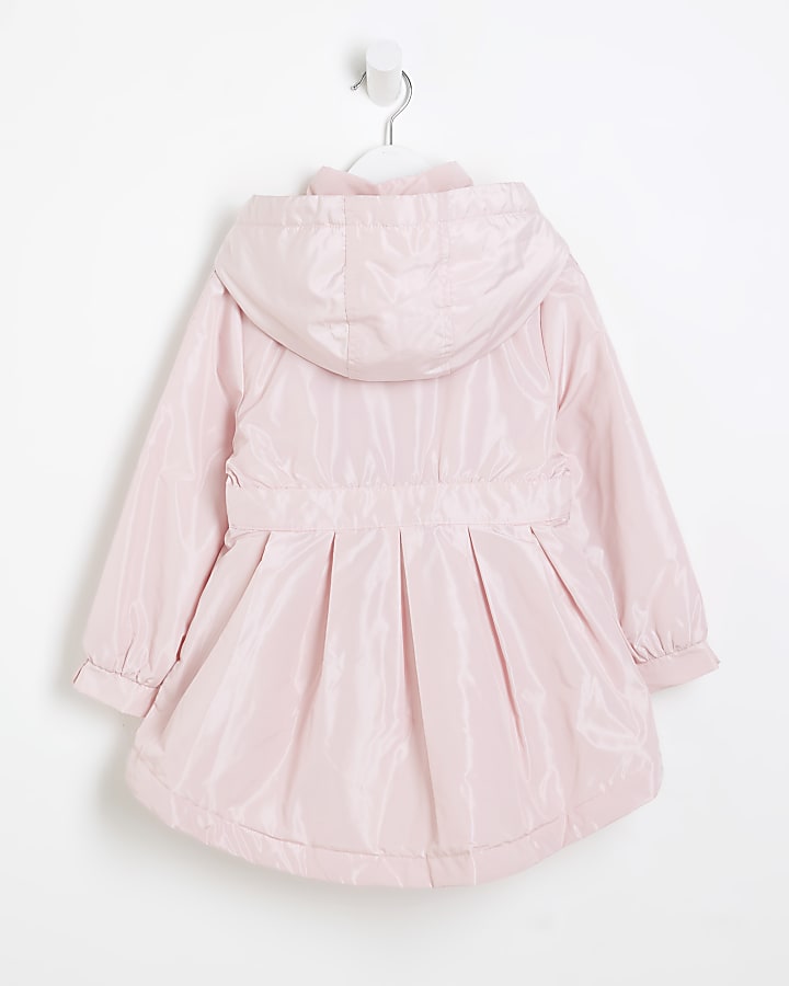 Mini Girls Pink Cinched Frill Raincoat