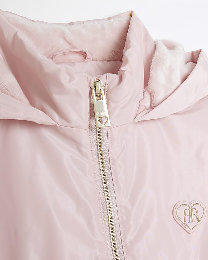 Girls Pink Cinched Frill Raincoat