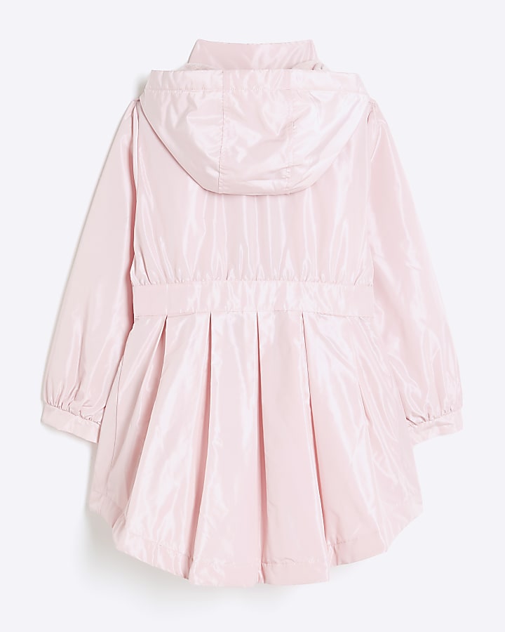 Girls Pink Cinched Frill Raincoat