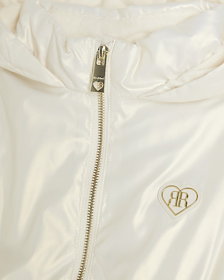 Girls Cream Cinched Frill Raincoat