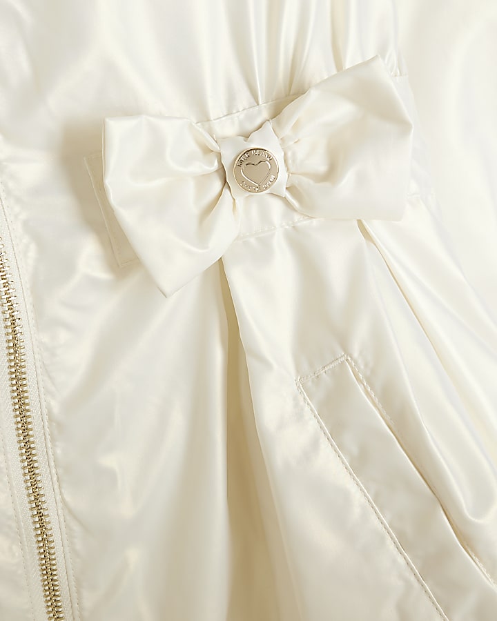 Girls Cream Cinched Frill Raincoat